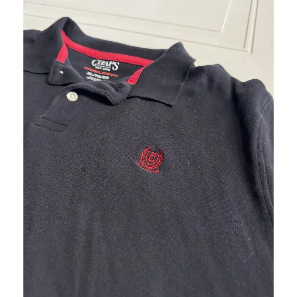 Chaps Ralph Lauren Polo Shirt Mens XL Black Short Sleeve High Low Hem